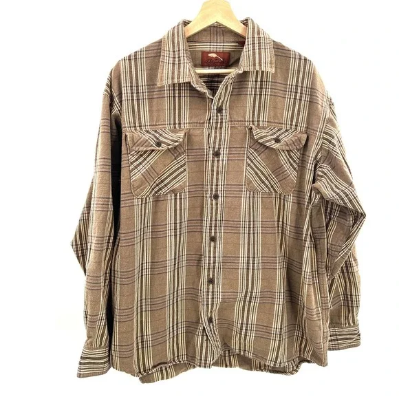 Bob Timberlake heavyweight flannel shirt outdoor cabincore work brown XL - Picture 3 of 12